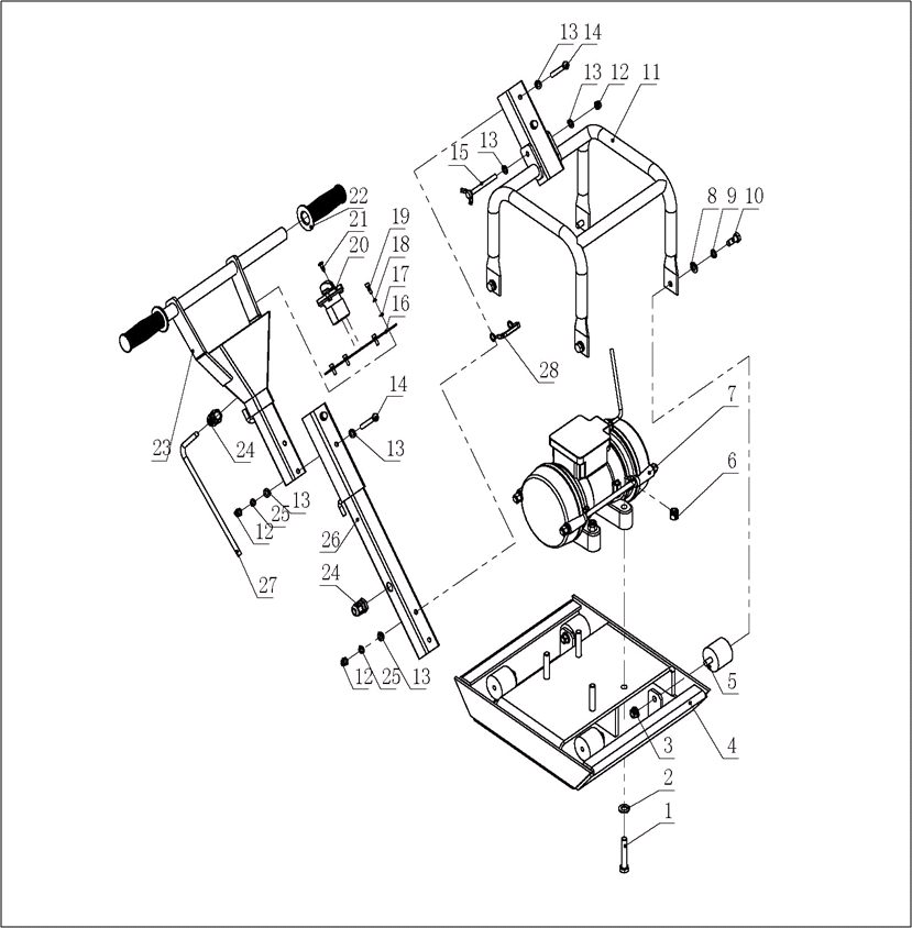 ЗУБР 550 Вт, 40 кг, электрическая виброплита, Профессионал (ЗВПЭ-5 Г) - посмотреть вариант разборной схемы